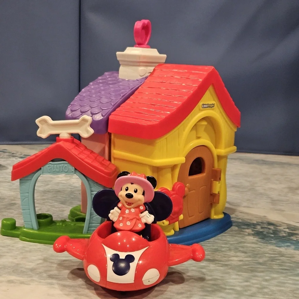 Fisher Price Little People Disney Minnie Mouse House Playset Airplane Figure Lot